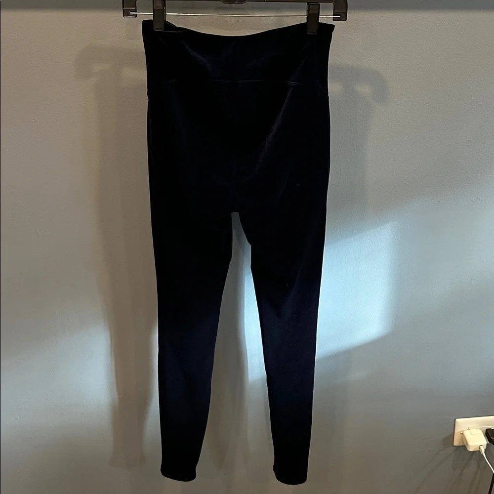SPANX Blue High Waisted Velvet Ankle Leggings EUC size Medium
